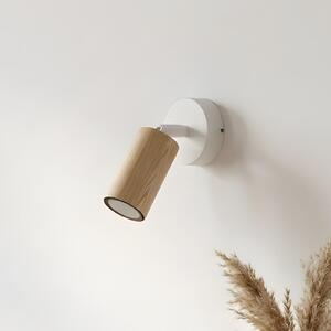 Luminex Επιτοίχιος προβολέας Nisse, λευκός, βάθος 18 cm, 1 φτερό, ξύλο/μέταλλο, ρυθμιζόμενος, Λευκό, Σαλόνι / τραπεζαρία, Ξύλο, Προβολέας τοίχου