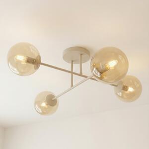 EMIBIG LIGHTING Φωτιστικό οροφής ROMA, μπεζ, μήκος 75 εκ., 4 λάμπες, γυαλί/μέταλλο, ρυθμιζόμενος, Μπεζ, Σαλόνι / τραπεζαρία, Γυαλί, σύγχρονο, Σφαίρα