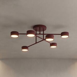 EMIBIG LIGHTING Φωτιστικό οροφής HALO, σκούρο κόκκινο, Ø 60 εκ., 6 λάμπες, μέταλλο, GX53, ρυθμιζόμενος, Κόκκινο, Σαλόνι / τραπεζαρία, Μέταλλο, σύγχρονο, Ημικυκλική οροφή με απόσταση