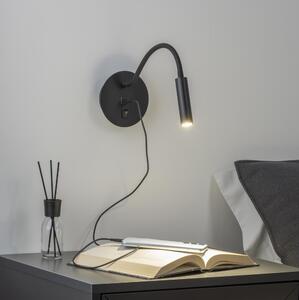 Brilagi - LED Εύκαμπτο φωτιστικό τοίχου με θύρα USB MAYA LED/3W/230V μαύρο