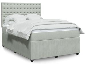 VidaXL Κρεβάτι Boxspring με Στρώμα Ανοιχτό Γκρι 140x200 εκ. Βελούδινο