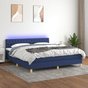 VidaXL Κρεβάτι Boxspring με Στρώμα & LED Μπλε 180x200 εκ. Υφασμάτινο