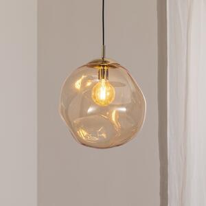 TK Lighting Sol γυάλινο κρεμαστό φωτιστικό, Ø 35cm, μαύρο/κεχριμπαρένιο, ρυθμιζόμενος, Διαφανές, Σαλόνι / τραπεζαρία, Γυαλί, σύγχρονο