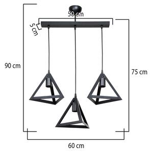 Φωτιστικό οροφής τρίφωτο Lich pakoworld pp σε μαύρη απόχρωση 60x24x75εκ