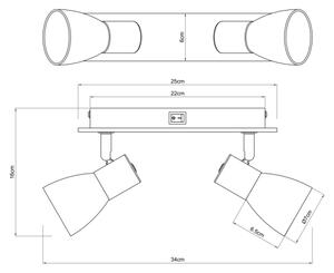 Globo 54307-2 - Φωτιστικό σποτ τοίχου CLAUDE 2xE14/40W/230V μαύρο