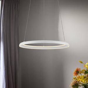 Schöner Wohnen Κρεμαστό φωτιστικό LED QUILLO, λευκό, Ø 60 cm, μέταλλο, Switchdim, ρυθμιζόμενος, Λευκό, Σαλόνι / τραπεζαρία, Αλουμίνιο, σύγχρονο
