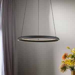 Schöner Wohnen Φωτιστικό οροφής LED QUILLO, μαύρο, Ø 60 cm, μέταλλο, Switchdim, ρυθμιζόμενος, Μαύρο, Σαλόνι / τραπεζαρία, Αλουμίνιο, σύγχρονο