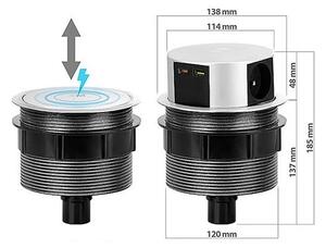 Solight PP120USBCW - Αναδυόμενο πολυπριζο 3x230V + 2xUSB+ασύρματη φόρτιση