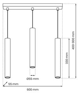 Κρεμαστό φωτιστικό οροφής ράγα HUDSON 3xGU10/8W/230V μαύρο