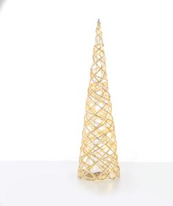 "WHITE & GOLD CONE TREE" 30 MINI WW LED ΛΑΜΠ. ΜΠΑΤ. 3ΧΑΑ,IP20 Φ17X60CM