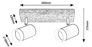 Rabalux 73122 - Φωτιστικό σποτ οροφής TORAS 2xGU10/5W/230V δρυς