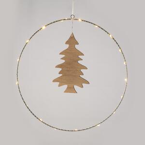 "HANGING CIRCLE WOODEN TREE" 20 MINI LED WW Λ/ΚΙΑ ΜΠ/ΡΙΕΣ (3AA) IP20 Φ30CM (9.5Χ16CM), 30CM ΔΙΑΦ