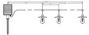 Ηλιακά λαμπάκια LED 15xLED/0,2W/3,7V 15,6 m 3000K IP44