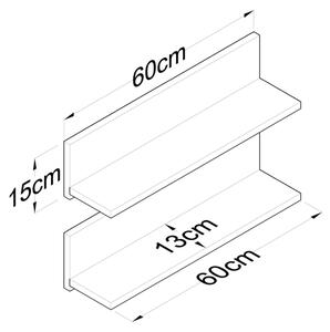 ΣΕΤ 2x Ράφι τοίχου 60x15 cm καφέ