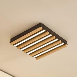 Lindby LED φωτιστικό οροφής Firka, λευκό, ξύλο, 42cm, CCT, ρυθμιζόμενο., ρυθμιζόμενος, Ξύλου, Σαλόνι / τραπεζαρία, Ξύλο, σύγχρονο