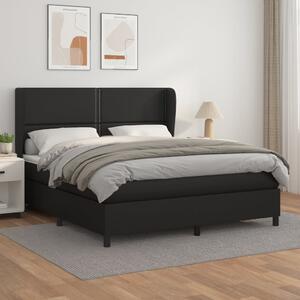 VidaXL Κρεβάτι Boxspring με Στρώμα Μαύρο 160x200εκ.από Συνθετικό Δέρμα