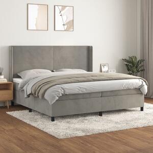 VidaXL Κρεβάτι Boxspring με Στρώμα Ανοιχτό Γκρι 200x200 εκ. Βελούδινο