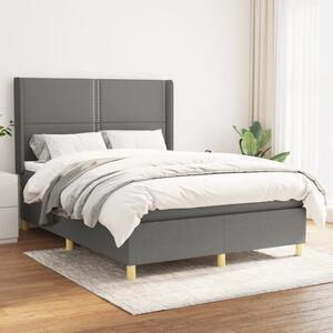 VidaXL Κρεβάτι Boxspring με Στρώμα Σκούρο Γκρι 140x200 εκ Υφασμάτινο