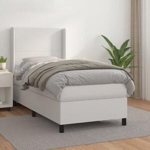 VidaXL Κρεβάτι Boxspring με Στρώμα Λευκό 90x190εκ. από Συνθετικό Δέρμα