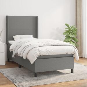 VidaXL Κρεβάτι Boxspring με Στρώμα Σκούρο Γκρι 90x200 εκ. Υφασμάτινο