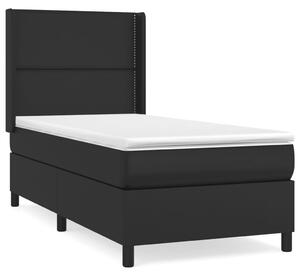 VidaXL Κρεβάτι Boxspring με Στρώμα Μαύρο 100x200εκ.από Συνθετικό Δέρμα