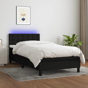 VidaXL Κρεβάτι Boxspring με Στρώμα & LED Μαύρο 80x200 εκ. Υφασμάτινο