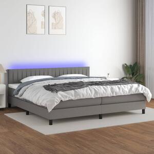 VidaXL Κρεβάτι Boxspring με Στρώμα & LED Σκ.Γκρι 200x200εκ. Υφασμάτινο