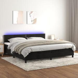 VidaXL Κρεβάτι Boxspring με Στρώμα & LED Μαύρο 200x200 εκ. Βελούδινο