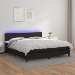 VidaXL Κρεβάτι Boxspring με Στρώμα & LED Μαύρο 160x200 εκ. Συνθ. Δέρμα