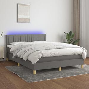 VidaXL Κρεβάτι Boxspring με Στρώμα & LED Σκ.Γκρι 140x200 εκ Υφασμάτινο