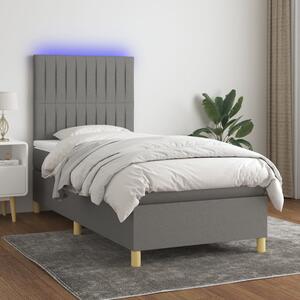 VidaXL Κρεβάτι Boxspring με Στρώμα & LED Σκ.Γκρι 100x200 εκ Υφασμάτινο