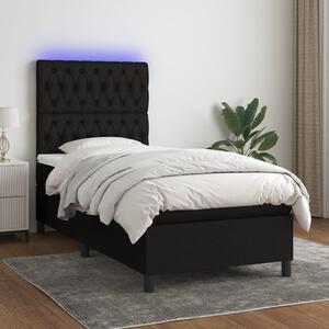 VidaXL Κρεβάτι Boxspring με Στρώμα & LED Μαύρο 80x200 εκ. Υφασμάτινο