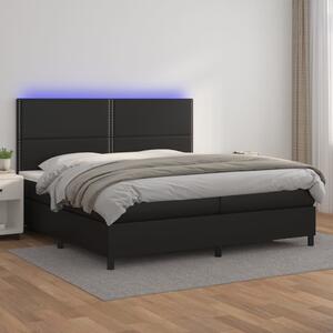 VidaXL Κρεβάτι Boxspring με Στρώμα & LED Μαύρο 200x200 εκ. Συνθ. Δέρμα