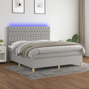 VidaXL Κρεβάτι Boxspring με Στρώμα & LED Αν.Γκρι 160x200εκ. Υφασμάτινο