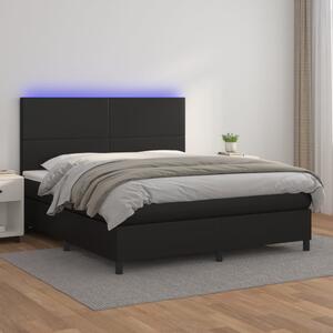 VidaXL Κρεβάτι Boxspring με Στρώμα & LED Μαύρο 160x200 εκ. Συνθ. Δέρμα