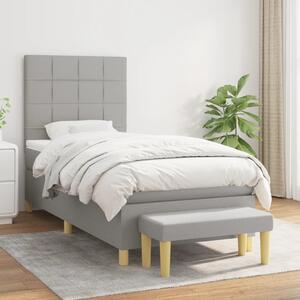 VidaXL Κρεβάτι Boxspring με Στρώμα Ανοιχτό Γκρι 90x200 εκ. Υφασμάτινο