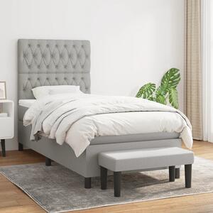 VidaXL Κρεβάτι Boxspring με Στρώμα Ανοιχτό Γκρι 100x200 εκ. Υφασμάτινο