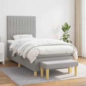 VidaXL Κρεβάτι Boxspring με Στρώμα Ανοιχτό Γκρι 90x190 εκ. Υφασμάτινο