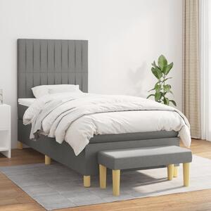 VidaXL Κρεβάτι Boxspring με Στρώμα Σκούρο Γκρι 90x200 εκ. Υφασμάτινο