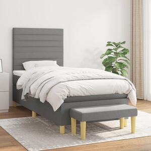 VidaXL Κρεβάτι Boxspring με Στρώμα Σκούρο Γκρι 100x200 εκ. Υφασμάτινο