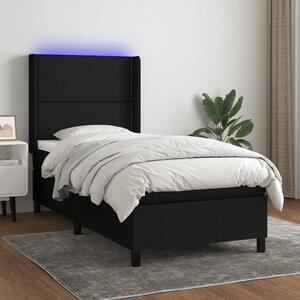 VidaXL Κρεβάτι Boxspring με Στρώμα & LED Μαύρο 100x200 εκ. Υφασμάτινο