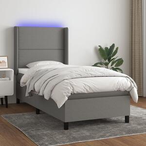 VidaXL Κρεβάτι Boxspring με Στρώμα & LED Σκ.Γκρι 80x200 εκ. Υφασμάτινο