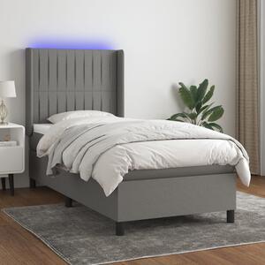 VidaXL Κρεβάτι Boxspring με Στρώμα & LED Σκ.Γκρι 80x200 εκ. Υφασμάτινο