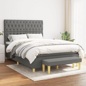 VidaXL Κρεβάτι Boxspring με Στρώμα Σκούρο Γκρι 140x200 εκ Υφασμάτινο