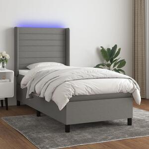 VidaXL Κρεβάτι Boxspring με Στρώμα & LED Σκ.Γκρι 80x200 εκ. Υφασμάτινο