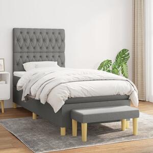 VidaXL Κρεβάτι Boxspring με Στρώμα Σκούρο Γκρι 90x200 εκ. Υφασμάτινο