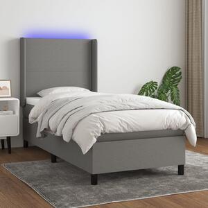 VidaXL Κρεβάτι Boxspring με Στρώμα & LED Σκ.Γκρι 80x200 εκ. Υφασμάτινο