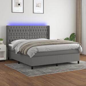 VidaXL Κρεβάτι Boxspring με Στρώμα & LED Σκ.Γκρι 180x200 εκ Υφασμάτινο