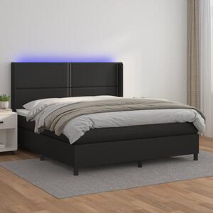 VidaXL Κρεβάτι Boxspring με Στρώμα & LED Μαύρο 180x200 εκ. Συνθ. Δέρμα