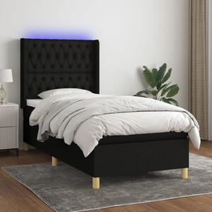 VidaXL Κρεβάτι Boxspring με Στρώμα & LED Μαύρο 80x200 εκ. Υφασμάτινο